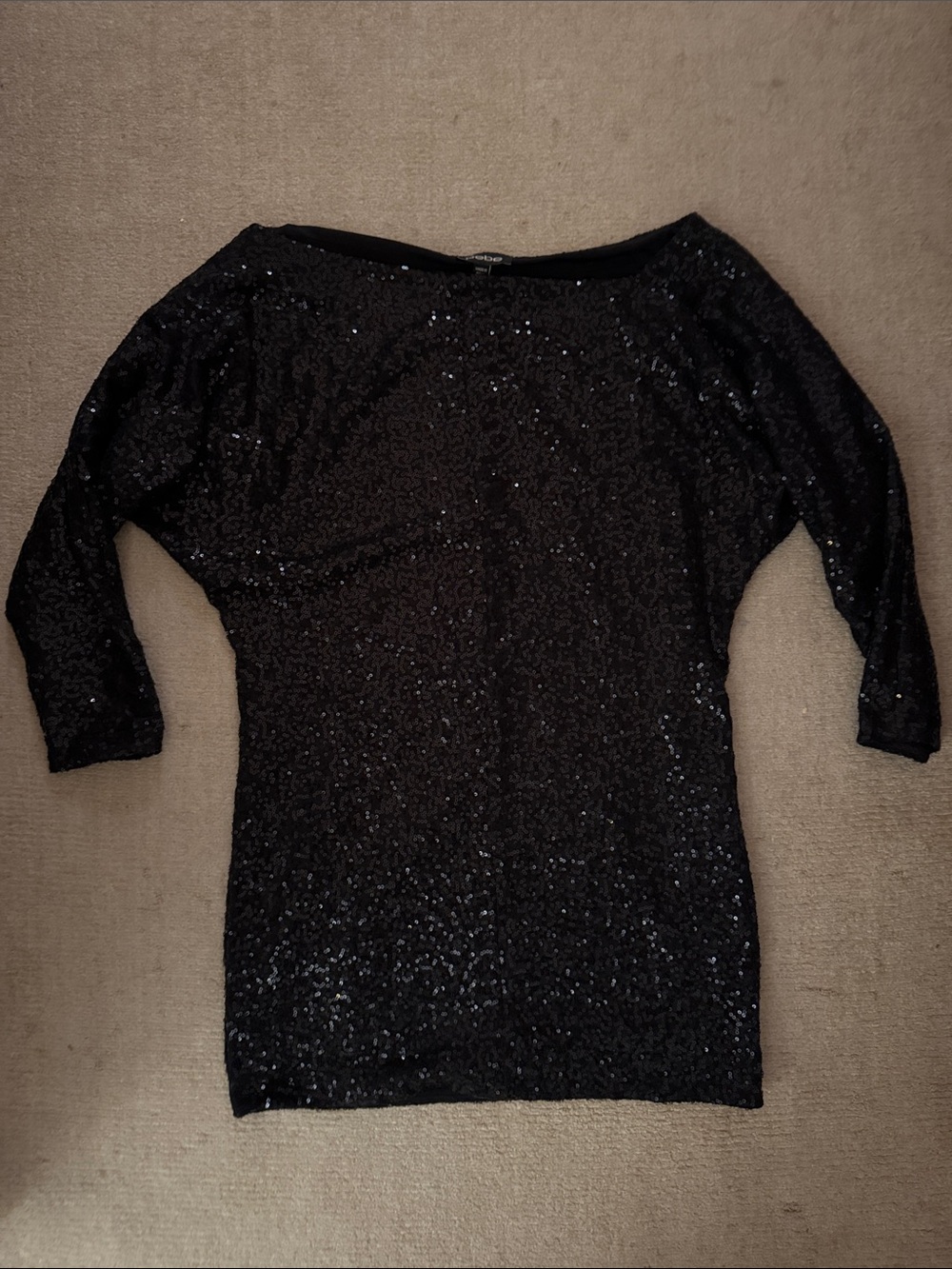 Y2K Bebe Black Sequin Boatneck Women's Dress